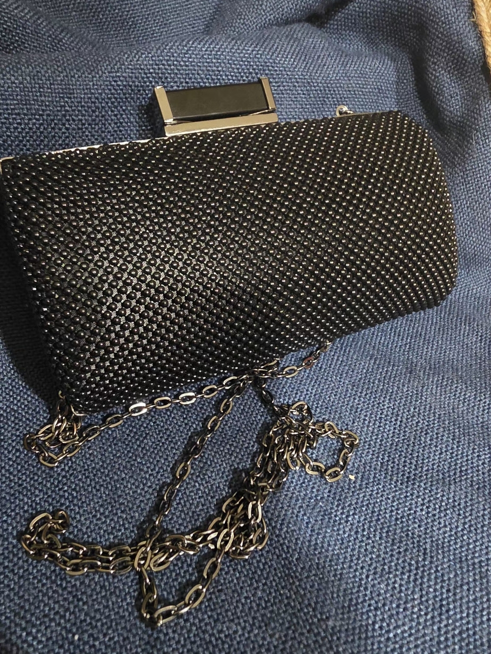 Jessica McClintock Black Crystal-Embellished Evening Clutch - Designer Style